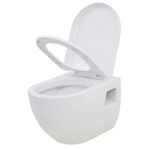 Væghængt toilet med skjult cisterne keramik hvid