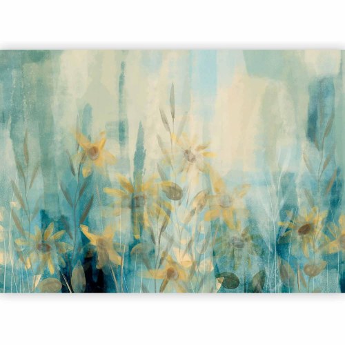 Fototapet A touch of summer med blomstermotiv i blå nuancer