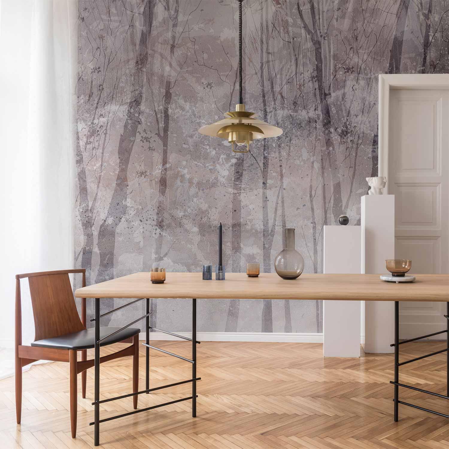 Fototapet Eternal Forest - vinterlandskab med skovmotiv - 400 x 280 cm - Vandtæt billede