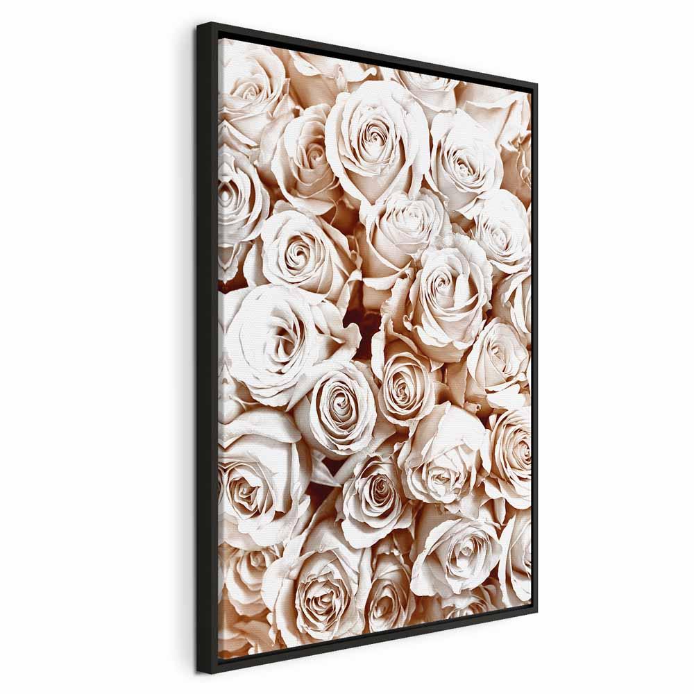 Lærredsbillede Rose Garden 1-delt vertikalt med roser - 40 x 60 cm - I en sort træramme billede