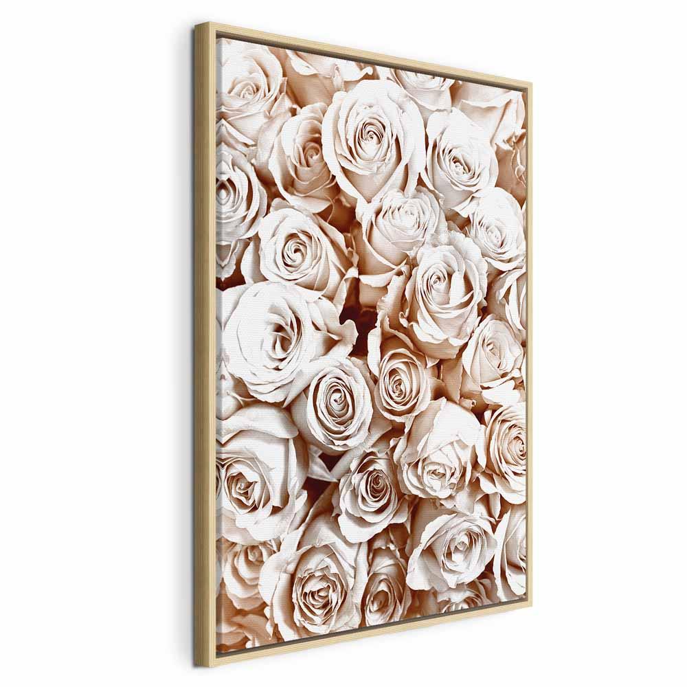 Lærredsbillede Rose Garden 1-delt vertikalt med roser - 40 x 60 cm - I en naturlig træramme billede