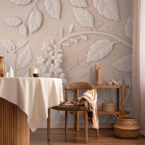 Fototapet Paper Flowers - beige