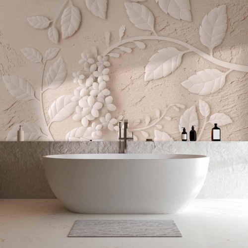 Fototapet Paper Flowers - beige