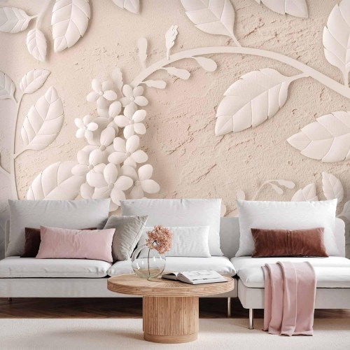 Fototapet Paper Flowers - beige