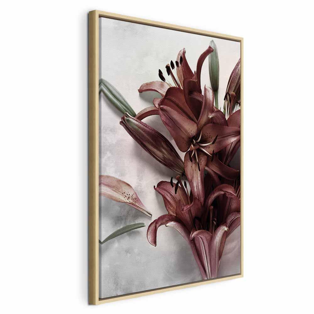 Billede på lærred Floral Form 1-delt lodret blomsterbillede - 40 x 60 cm - I en naturlig træramme billede