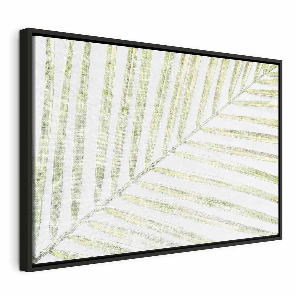 Lærredsbillede Palm Leaf Bred - 60 x 40 cm - I en sort træramme billede