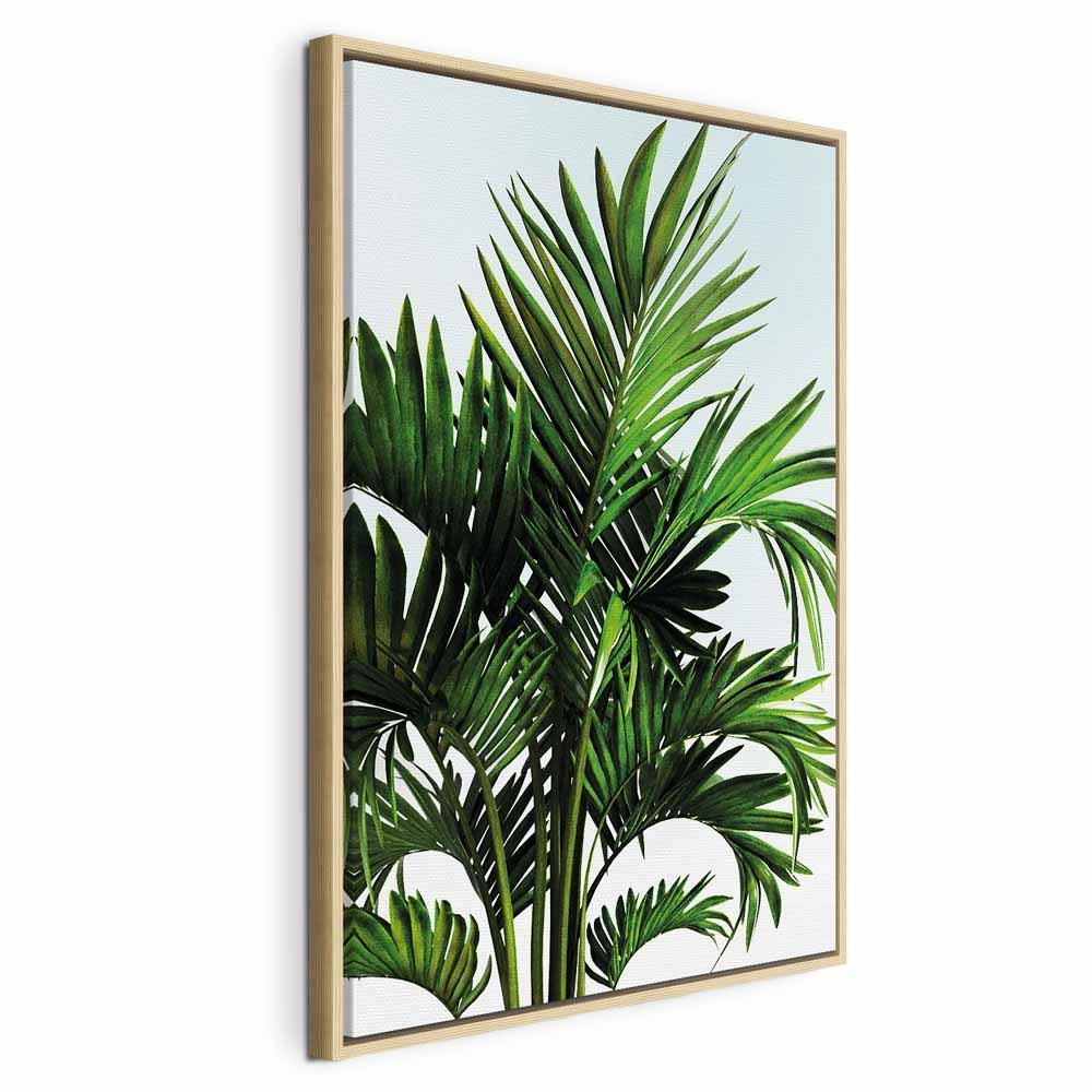 Lærredsbillede Holidays in Tunisia lodret med palmeblade - 80 x 120 cm - I en naturlig træramme billede