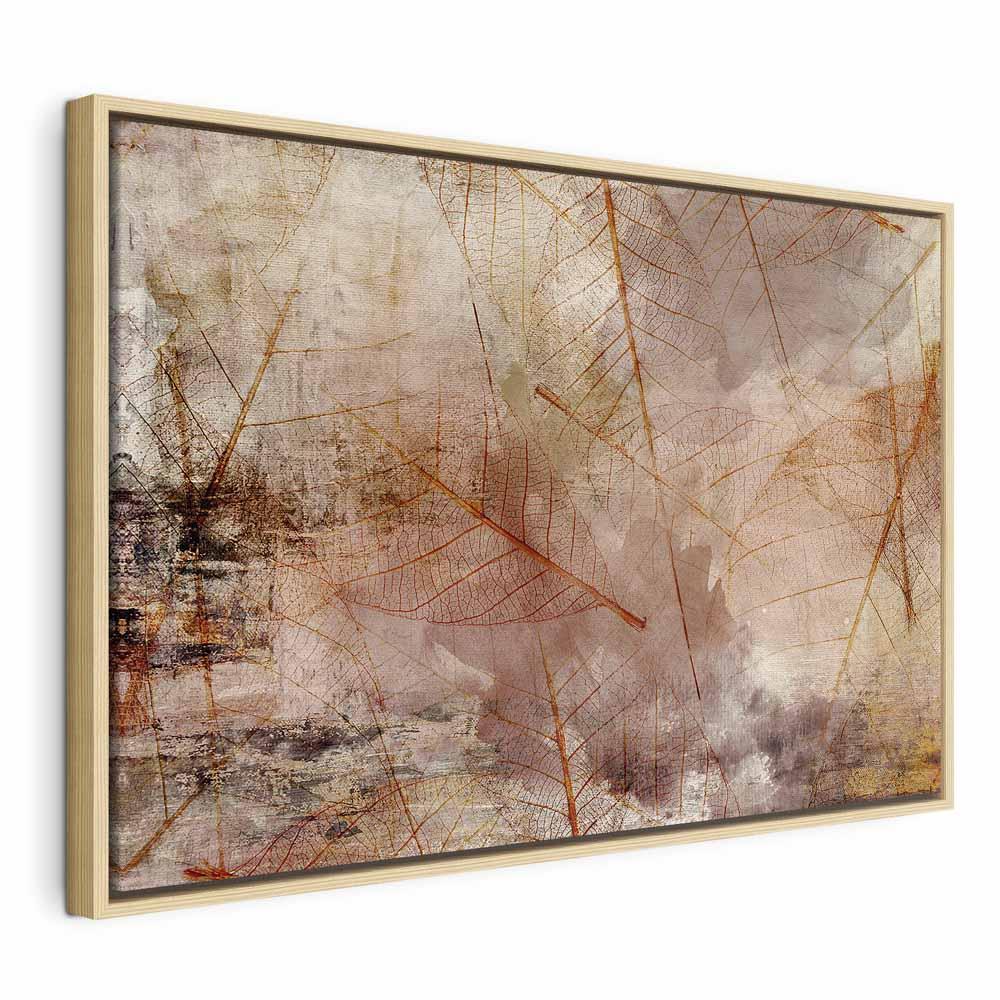 Lærredsbillede Imprint of Nature - abstrakt naturmotiv i bredformat - 60 x 40 cm - I en naturlig træramme billede
