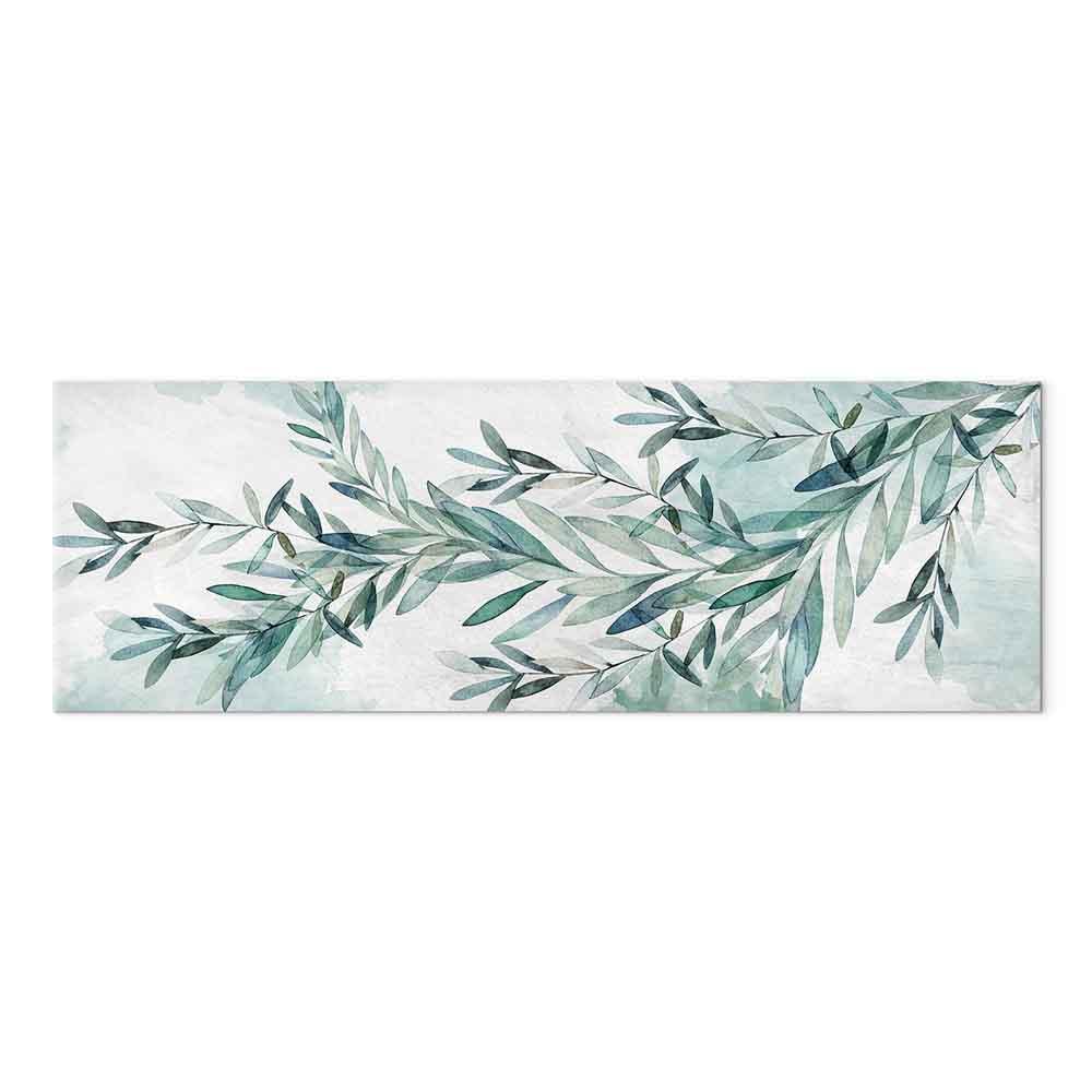 Billede på lærred Mintgrøn Ro med blade - 90 x 30 cm - Premium Print billede