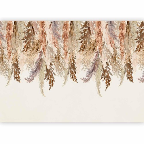 Fototapet - minimalistisk boho landskab med hængende blade i beige
