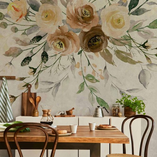 Fototapet Sommerblomstring med retro blomstermotiv