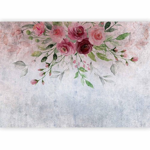 Fototapet Summer Bloom med blomster og blade i rosa nuancer
