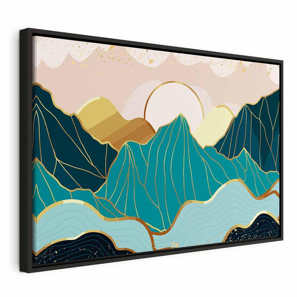 Lærredsbillede Grønne Enge i bredformat - 60 x 40 cm - I en sort træramme billede