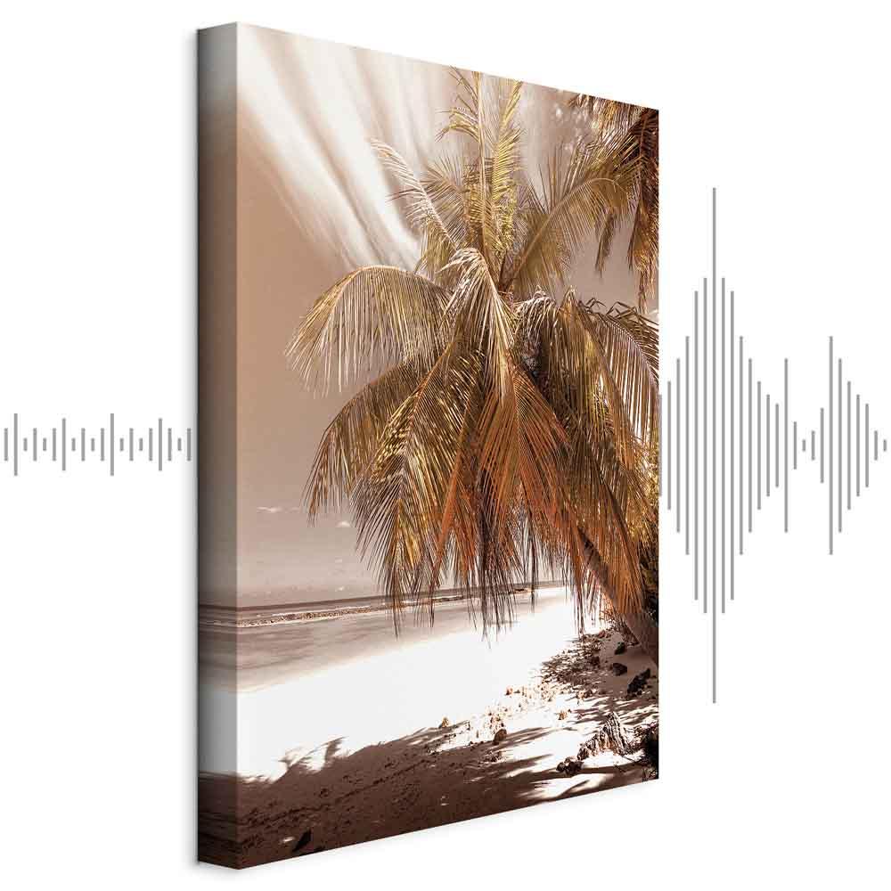 Lærredsbillede Palm Shadow lodret - palmer og strand - 40 x 60 cm - Akustisk billede