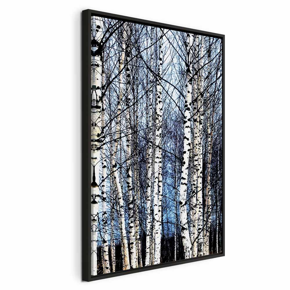 Lærredsbillede Frostklar januar lodret landskab - 60 x 90 cm - I en sort træramme billede