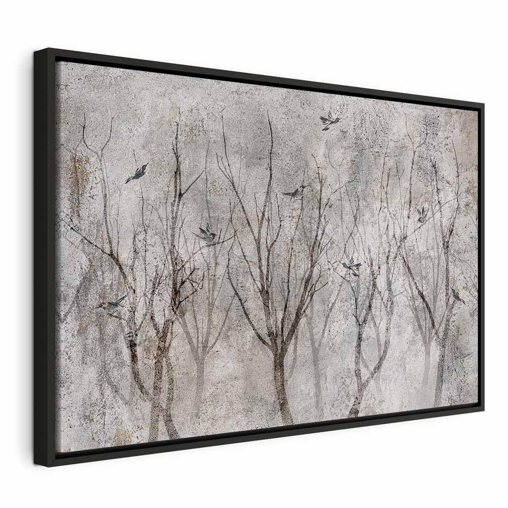 Lærredsbillede Sang i skoven bredformat - 60 x 40 cm - I en sort træramme billede