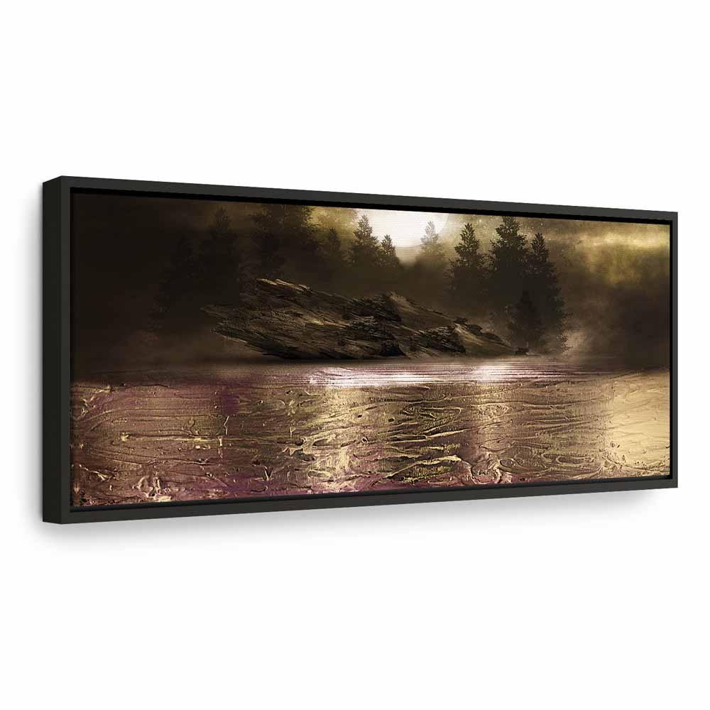 Abstrakt lærredsbillede Kontemplation 1-delt smalt - første variant - 90 x 30 cm - I en sort træramme billede