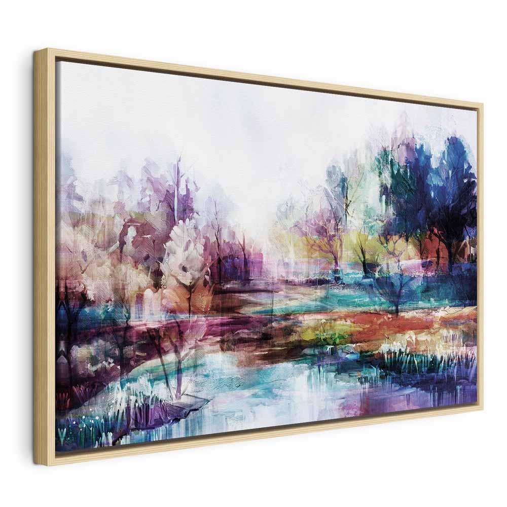 Lærredsbillede Verden i Farver 1-delt bredformat landskab - 120 x 80 cm - I en naturlig træramme billede