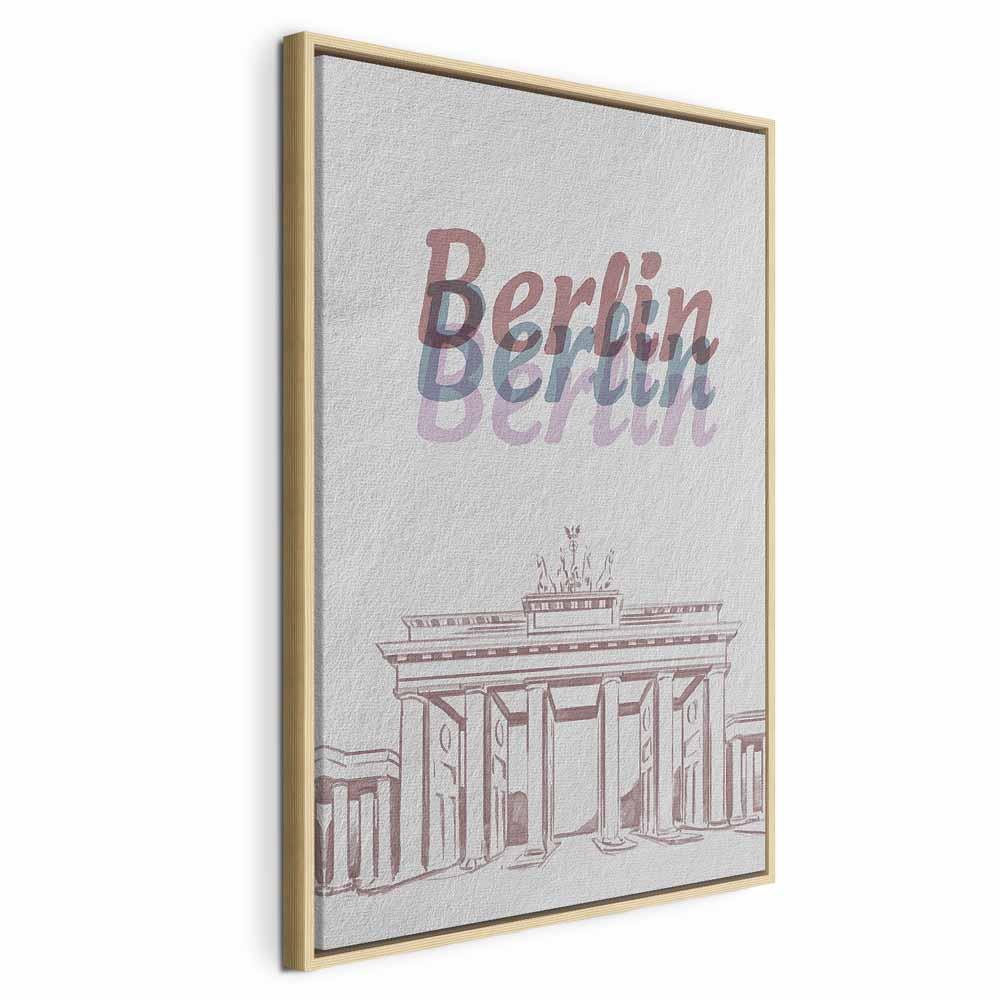 Lærredsbillede Berlin i akvarel - lodret vægkunst - 40 x 60 cm - I en naturlig træramme billede