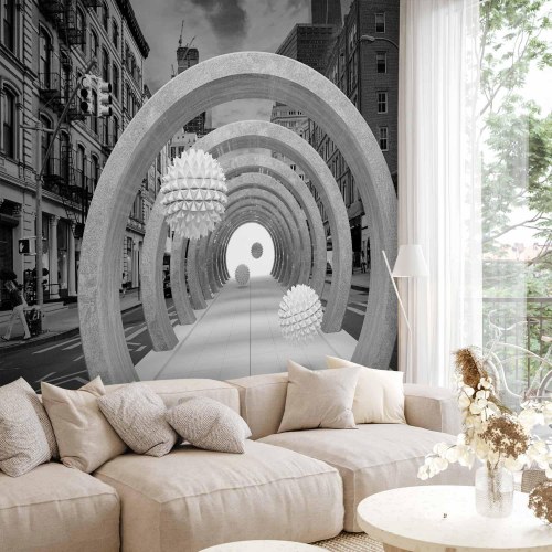 Fototapet Portal - 3D fototapet med abstrakt tunnelmotiv