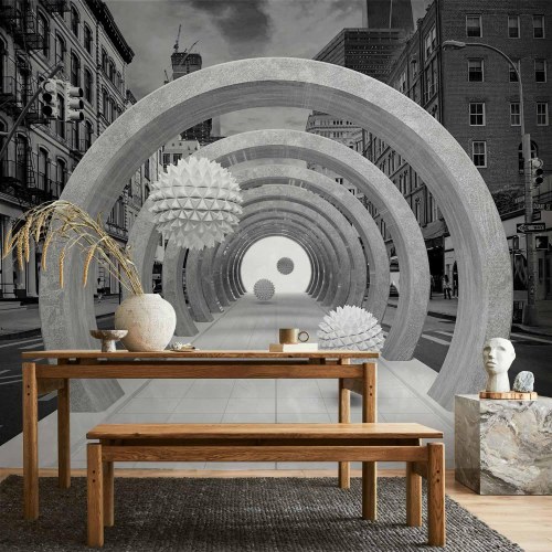 Fototapet Portal - 3D fototapet med abstrakt tunnelmotiv