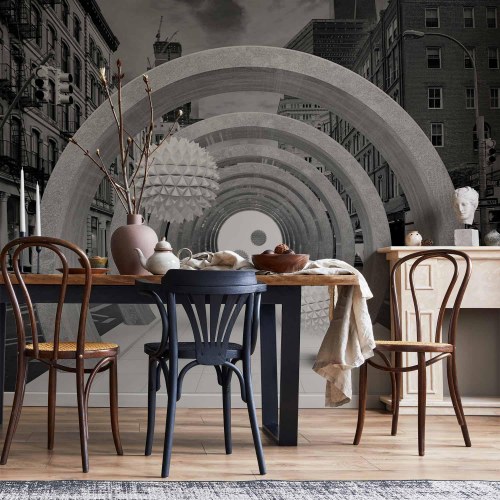 Fototapet Portal - 3D fototapet med abstrakt tunnelmotiv