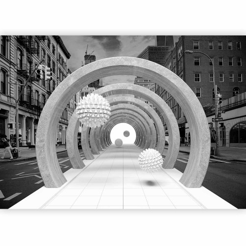 Fototapet Portal - 3D fototapet med abstrakt tunnelmotiv