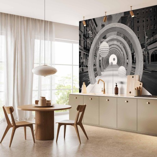 Fototapet Portal - 3D fototapet med abstrakt tunnelmotiv
