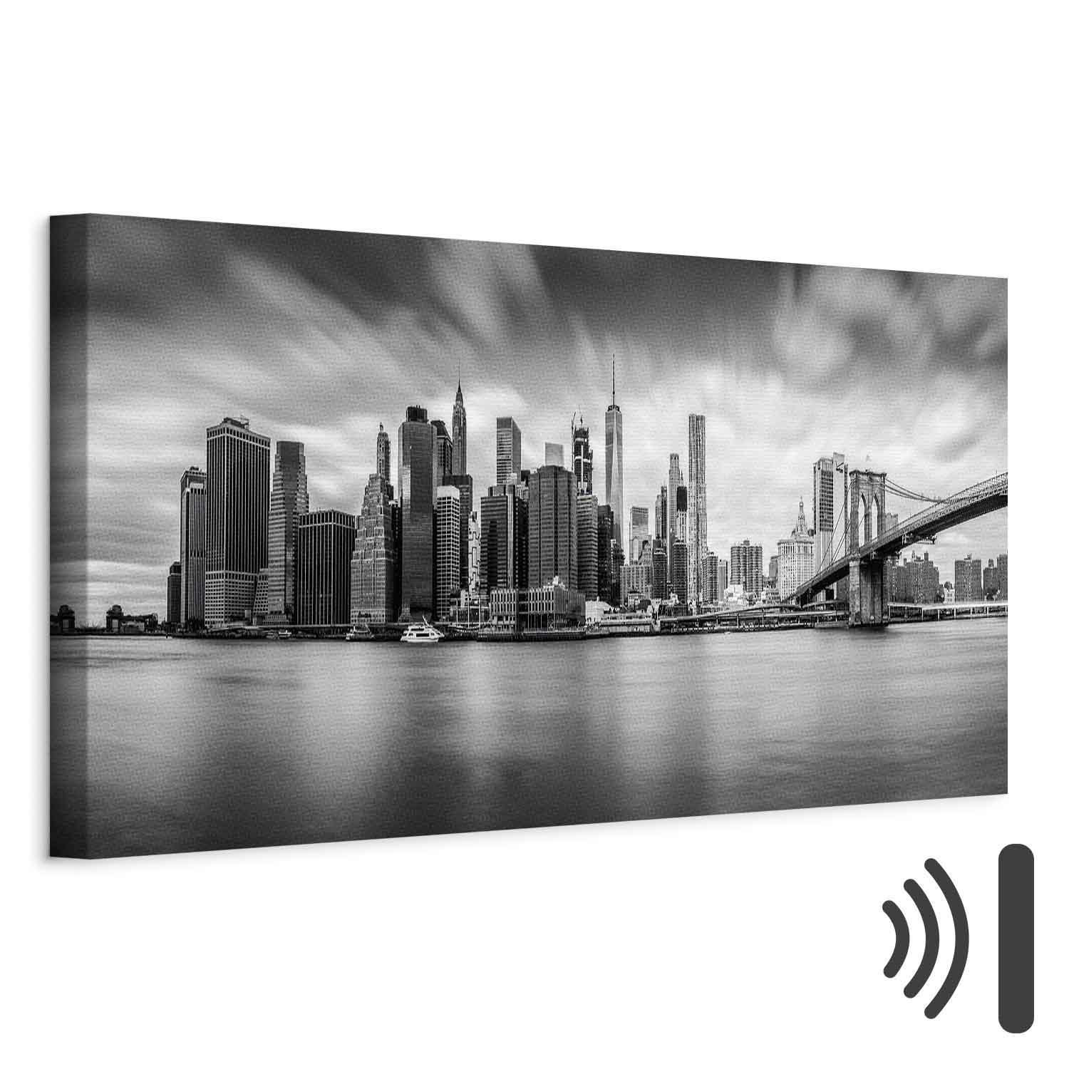 Lærredsbillede New York Stylish City - panorama med Manhattan - 120 x 40 cm - Akustisk billede