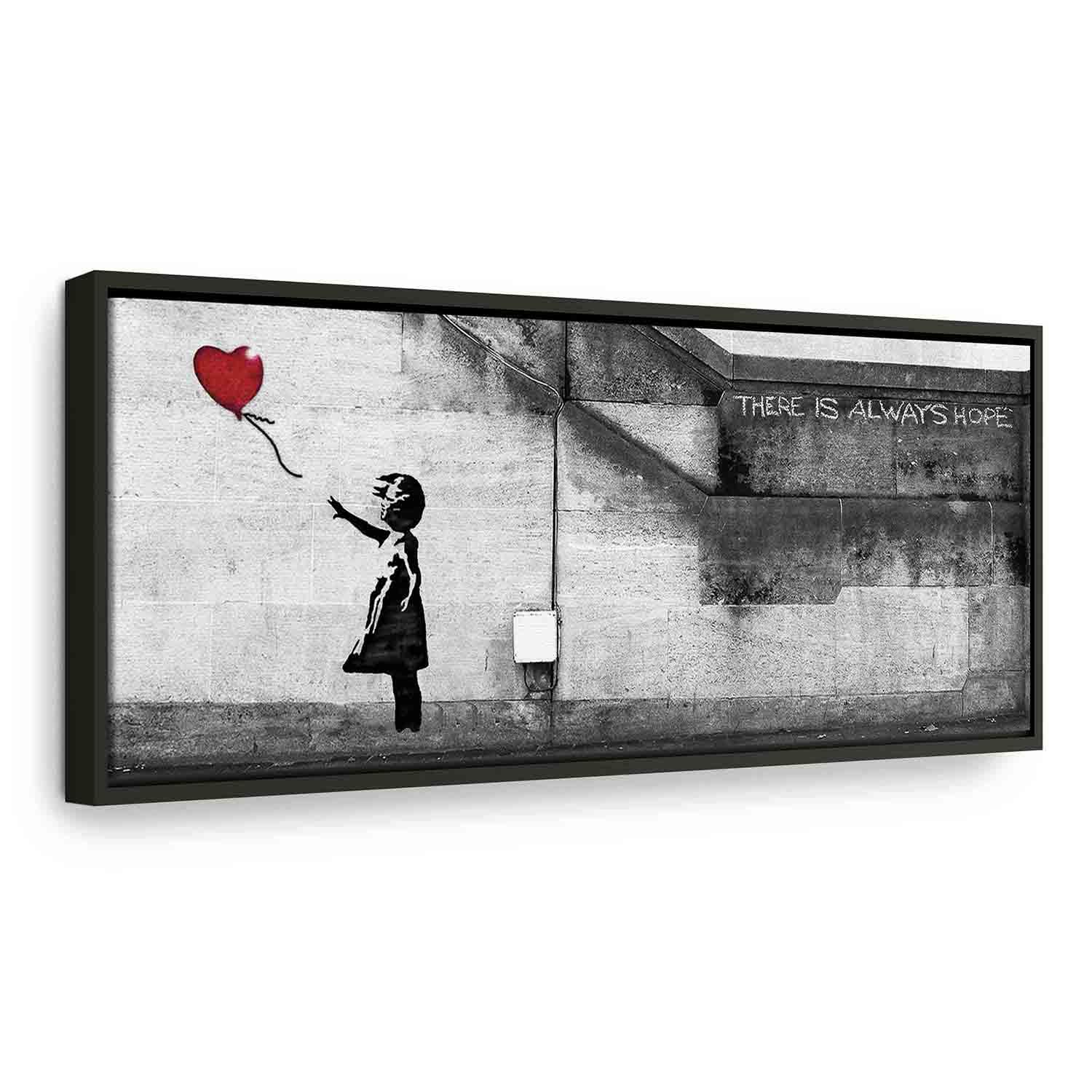 Lærredsbillede There Is Always Hope 1-delt smal rød - 90 x 30 cm - I en sort træramme billede