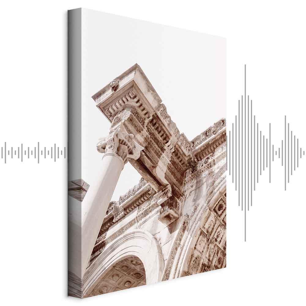Lærredsbillede Tempel for Hadrian - vertikalt bymotiv - 60 x 90 cm - Akustisk billede