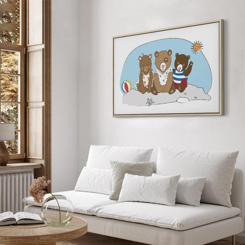 Lærredsbillede Teddy Bears on the Beach - bredformat