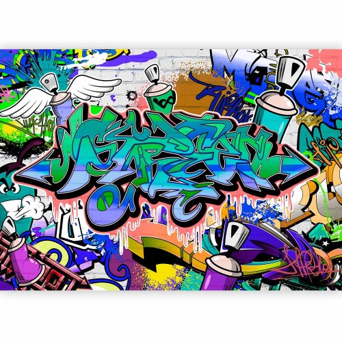 Fototapet Graffiti i blåt tema