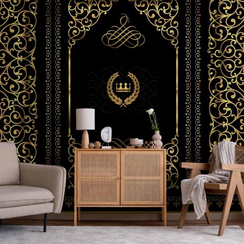 Fototapet Charm of the Night - sort/guld barok fototapet