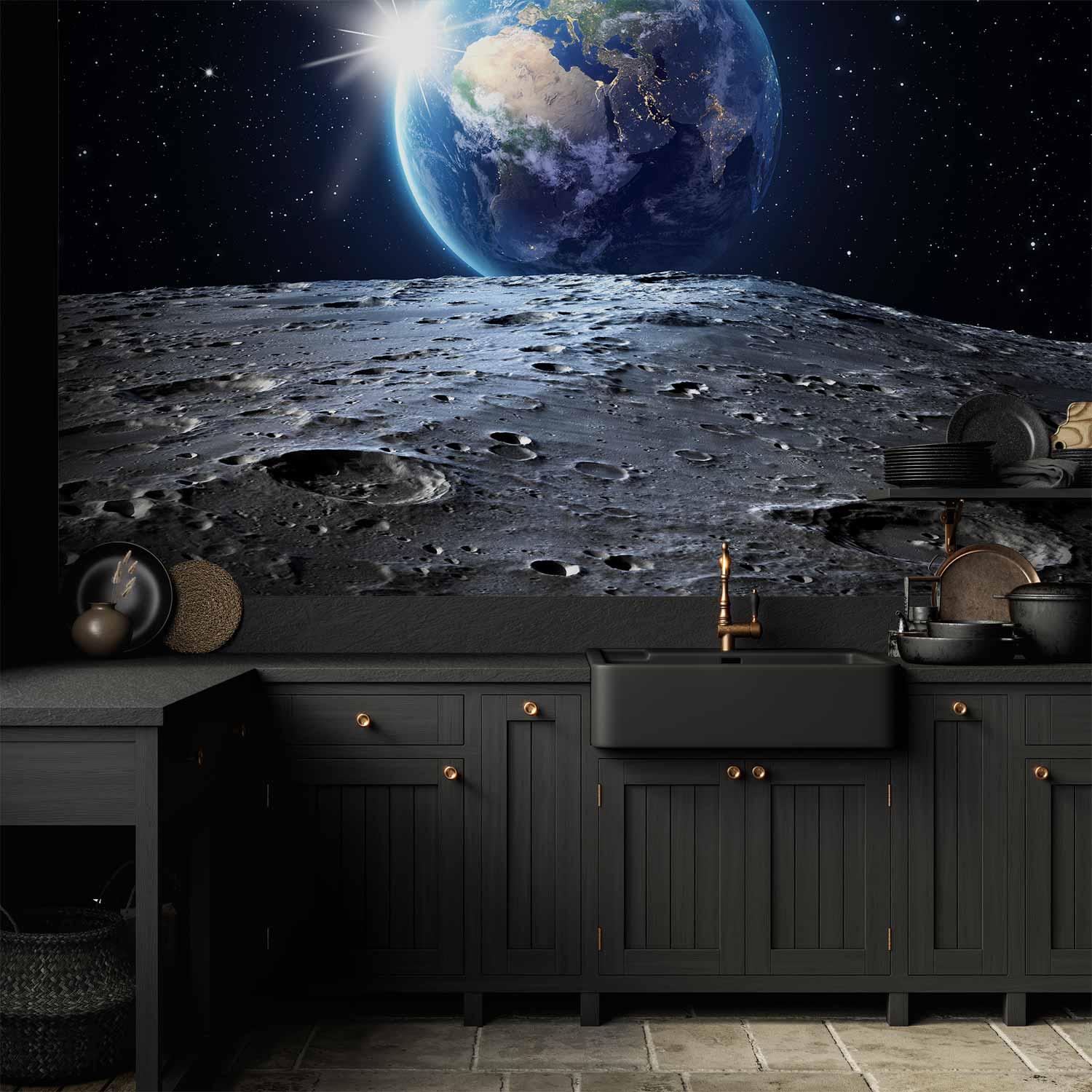 Fototapet med udsigt til den blå planet - 100 x 70 cm - Vandtæt billede