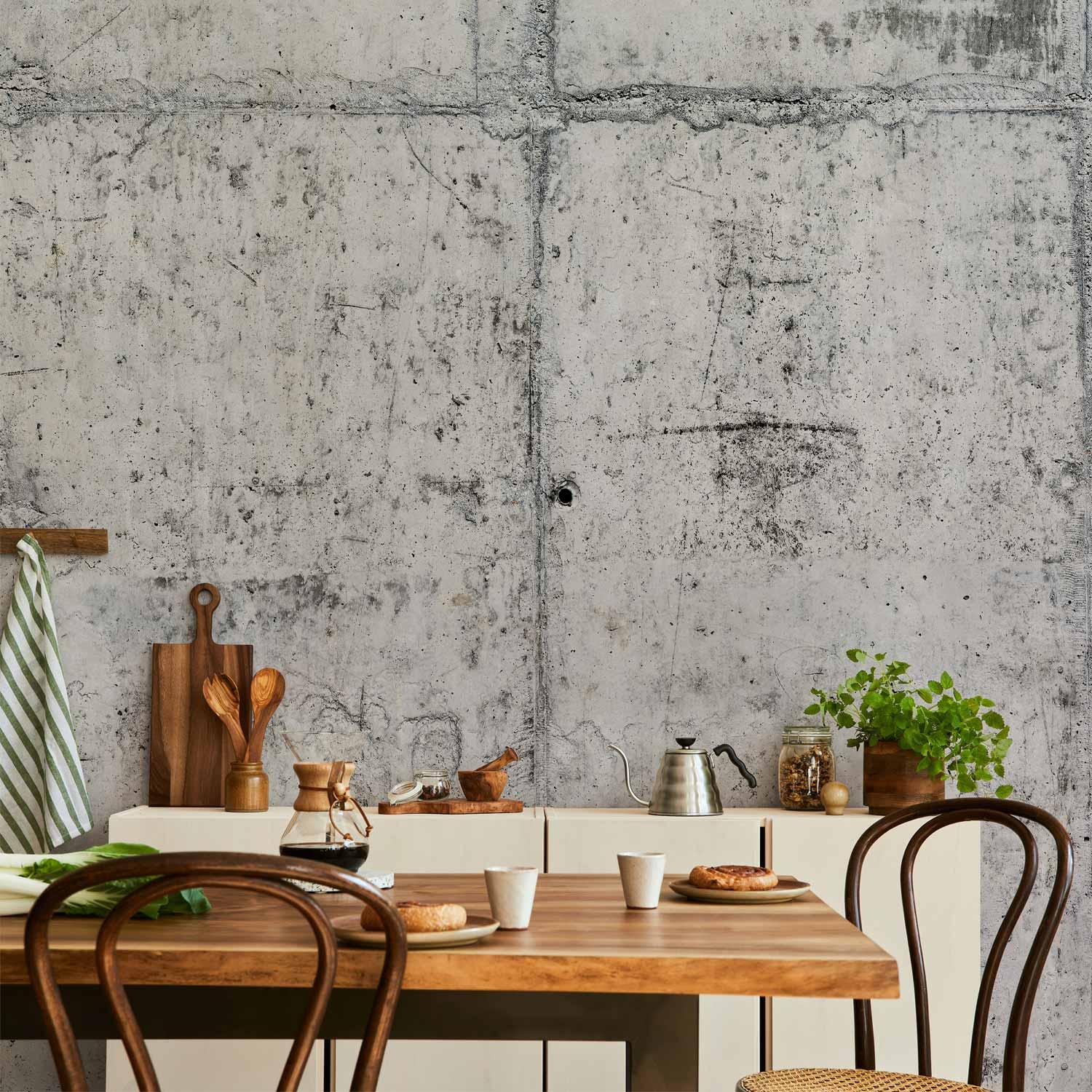 Fototapet Betonvæg - gråt vægdesign - 300 x 210 cm - Vandtæt billede
