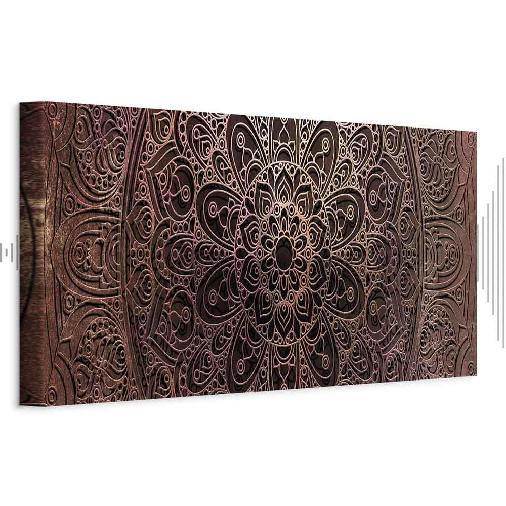 Lærredsbillede Mandala Amber Silence - 120 x 40 cm - Akustisk billede