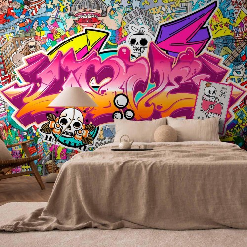 Fototapet med street art graffiti og abstrakt urban vægmaleri
