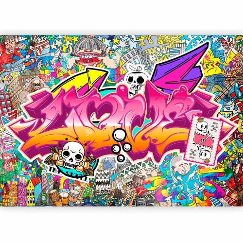 Fototapet med street art graffiti og abstrakt urban vægmaleri