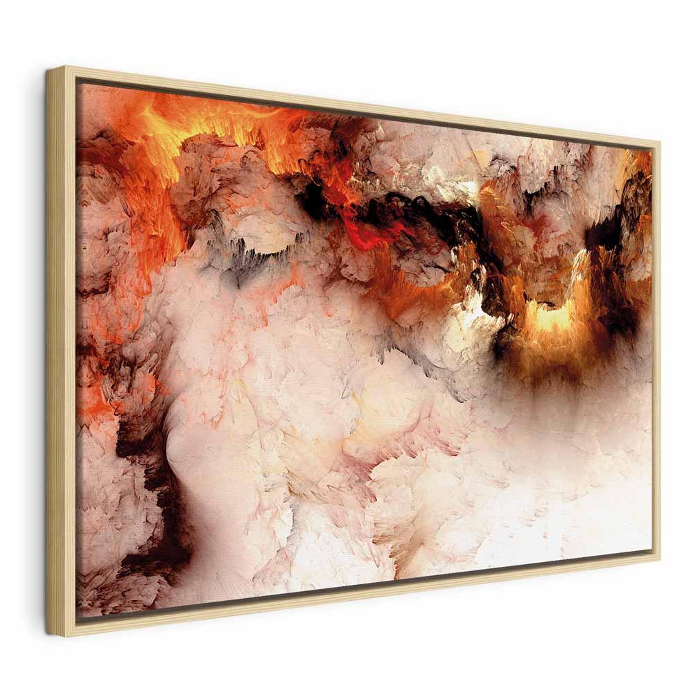 Lærredsbillede Vulkansk abstraktion - 1 del, bredt format - 90 x 60 cm - I en naturlig træramme billede