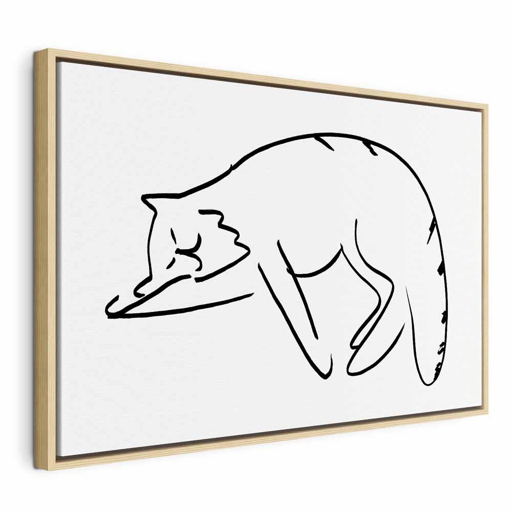 Lærredsbillede Cat's Dreams med kattemotiv - 60 x 40 cm - I en naturlig træramme billede