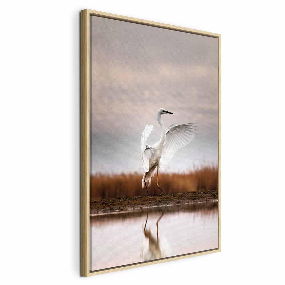 Billede på lærred Efterår ved søen vertikal - 60 x 90 cm - I en naturlig træramme billede