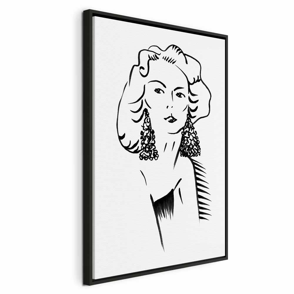 Lærredsbillede Romantisk Blondine 1-delt vertikalt portræt - 80 x 120 cm - I en sort træramme billede