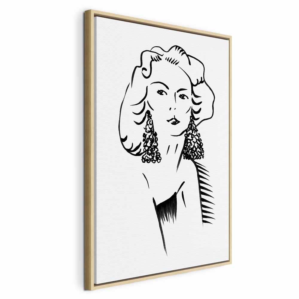 Lærredsbillede Romantisk Blondine 1-delt vertikalt portræt - 40 x 60 cm - I en naturlig træramme billede