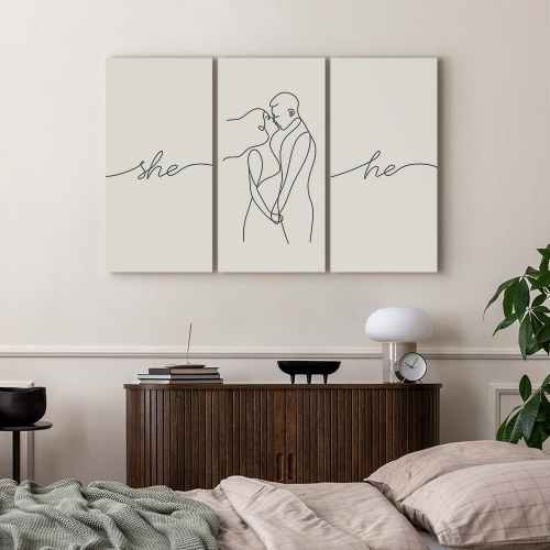 Lærredsbillede Love Triptykon i 3 dele