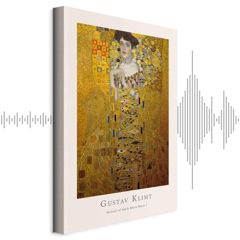 Gustav Klimt billede på lærred - Portræt af Adele Bloch-Bauer I, vertikal - 60 x 90 cm - Akustisk billede