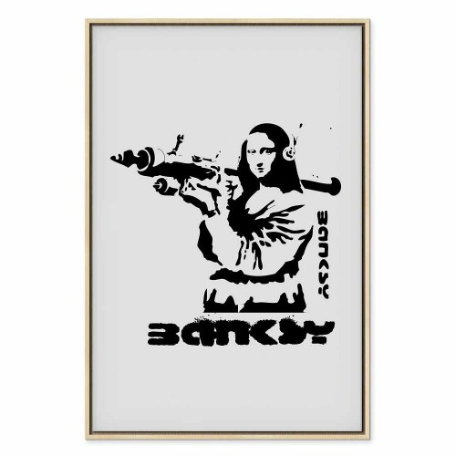 Banksy lærredsbillede med Mona Lisa og vægkunstmotiv