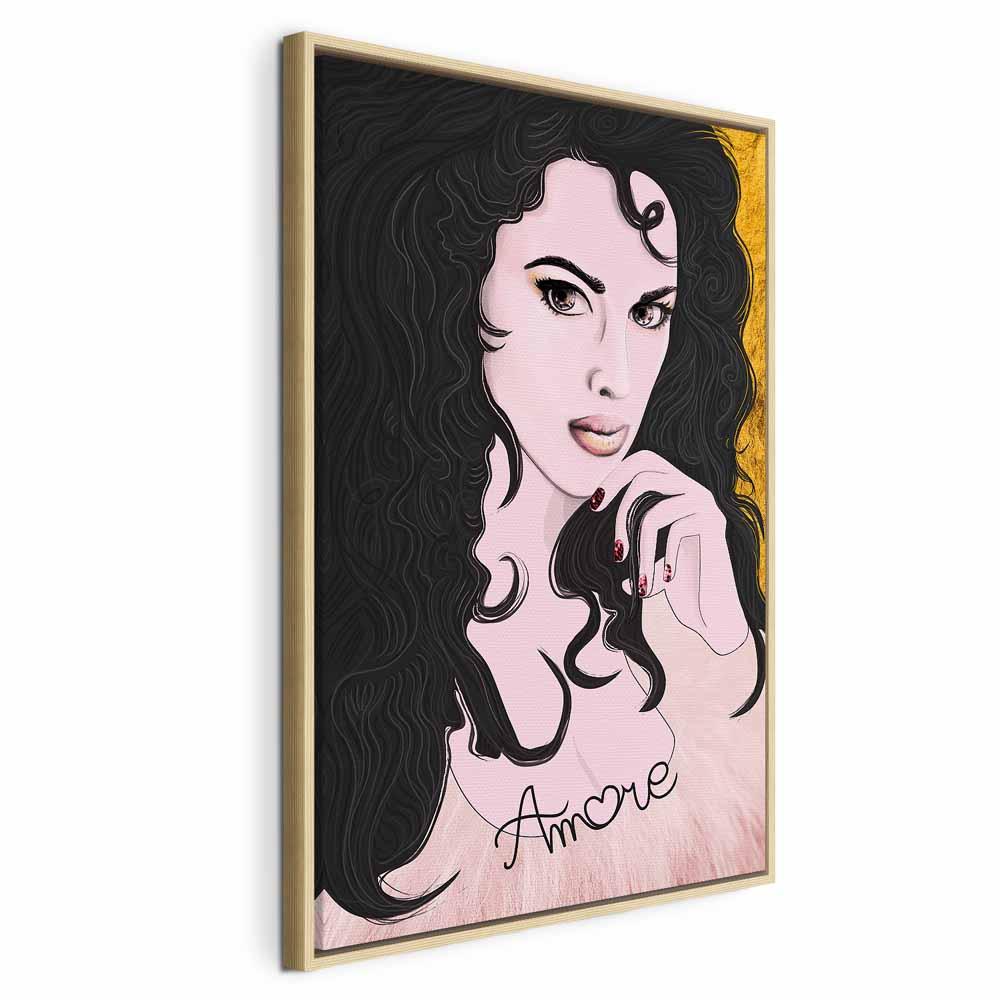 Lærredsbillede Amore Mio lodret portræt - 40 x 60 cm - I en naturlig træramme billede