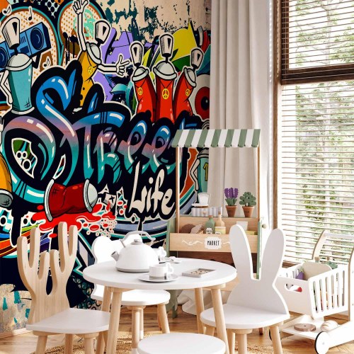 Fototapet Gadeliv - graffiti fototapet til væg