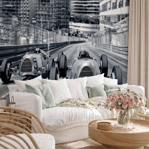 Fototapet Lydens hastighed med vintage racerbiler